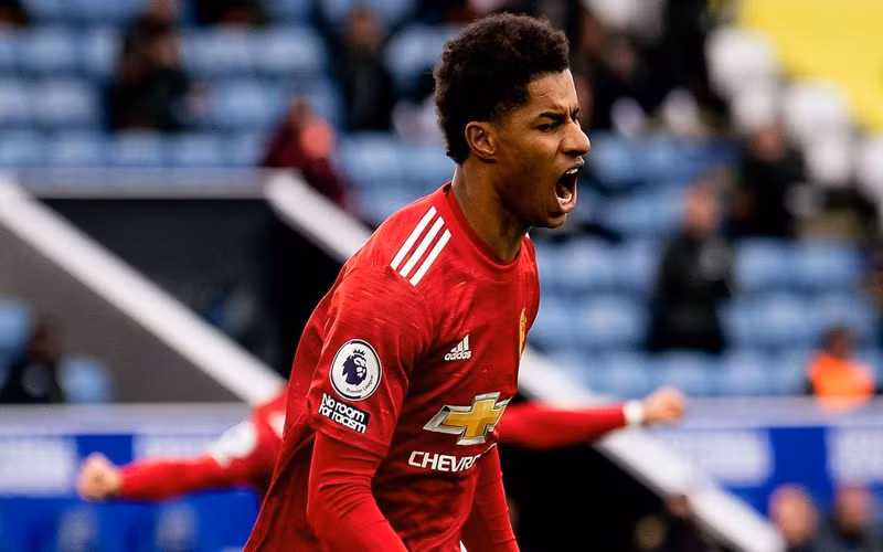 Marcus Rashford ăn mừng bàn thắng thứ 50 tại Premier League, và 80 trên mọi đấu trường cho MU. (Nguồn: Getty Images)