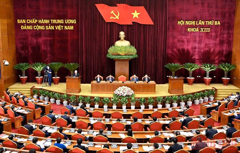Toàn cảnh phiên khai mạc Hội nghị lần thứ 3 Ban Chấp hành Trung ương Đảng khóa XIII của Đảng Cộng sản Việt Nam.