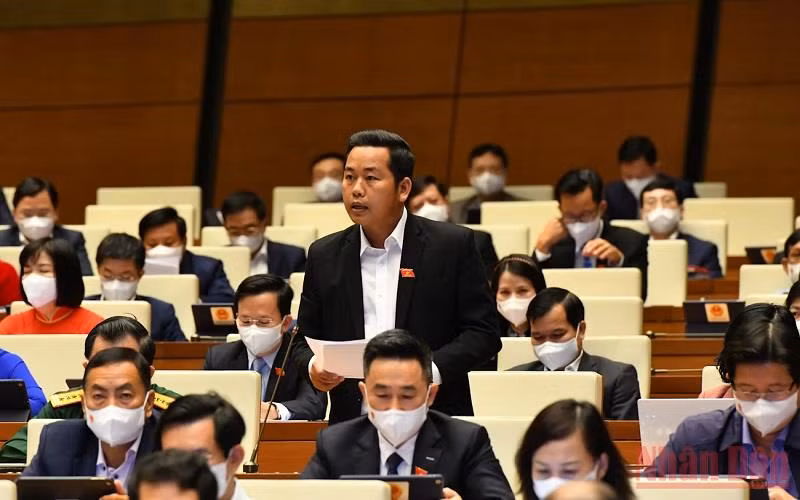Đại biểu Dương Tấn Quân (Bà Rịa - Vũng Tàu) phát biểu tại phiên thảo luận của Quốc hội ngày 8/11. (Ảnh: LINH NGUYÊN)