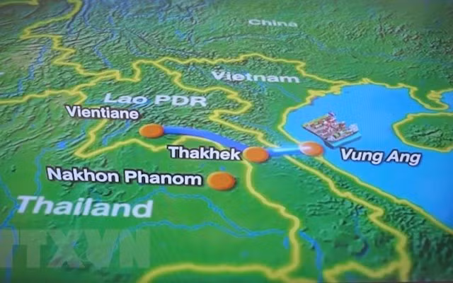 Bản đồ tuyến đường sắt Lào-Việt Nam. (Ảnh: TTXVN)