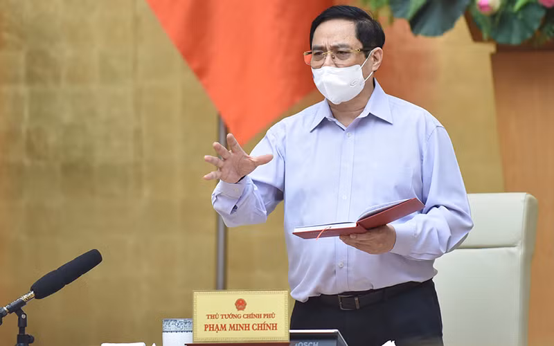 Thủ tướng Phạm Minh Chính nhấn mạnh thông điệp chống dịch giai đoạn hiện nay của Việt Nam là “5K+vaccine” và kết hợp giải pháp công nghệ.