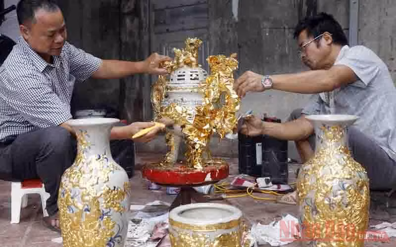 Nét riêng có ở làng nghề dát quỳ vàng Kiêu Kỵ -0