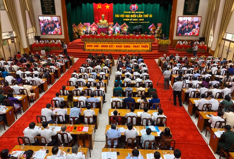 Toàn cảnh Đại hội đại biểu Đảng bộ tỉnh An Giang lần thứ 11, nhiệm kỳ 2020-2025.