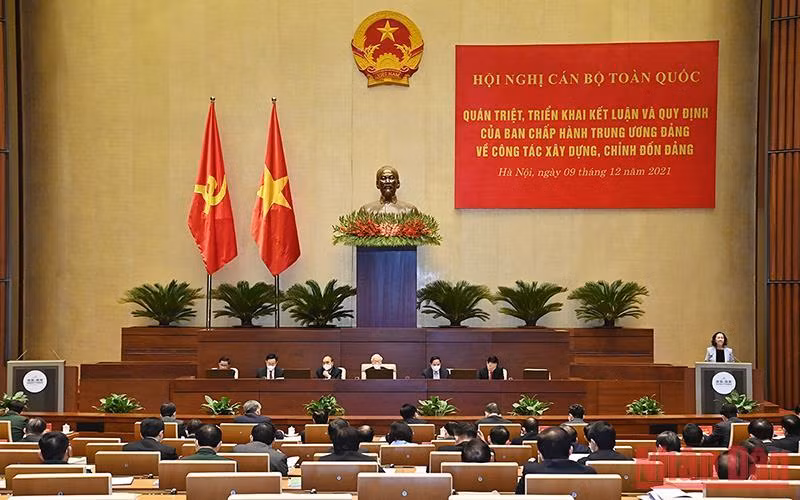 Hội nghị cán bộ toàn quốc quán triệt, triển khai thực hiện Kết luận và Quy định của Ban Chấp hành Trung ương về xây dựng, chỉnh đốn Đảng (Ảnh: Thủy Nguyên).. 