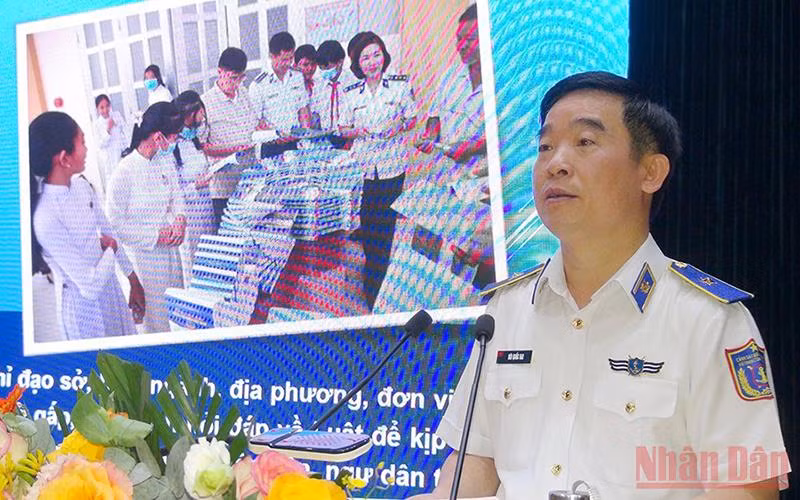 Thiếu tướng Bùi Quốc Oai, Chính ủy Cảnh sát biển báo cáo sơ kết 3 năm thực hiện Đề án.