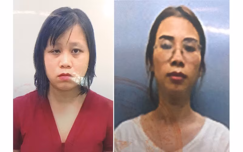 Đối tượng Đinh Thị Vân (trái) và Nguyễn Ngọc Diệp (phải).