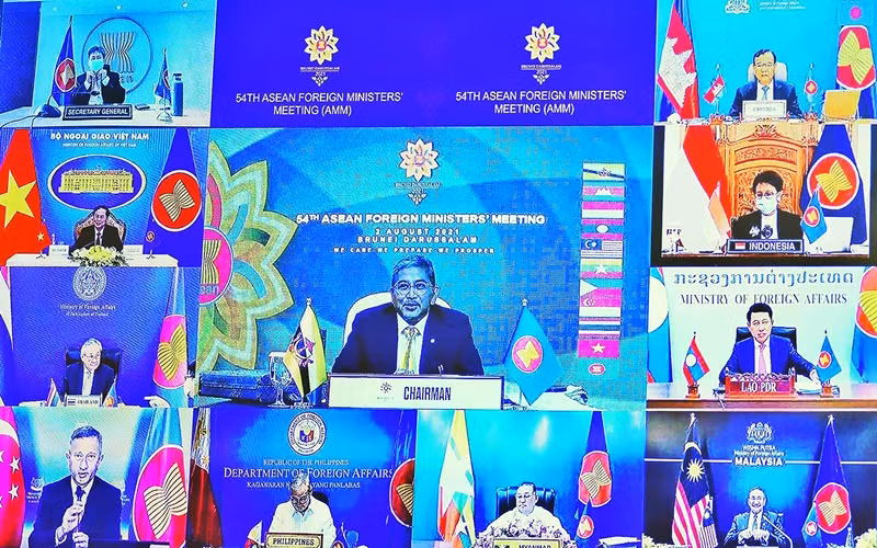 Hội nghị Bộ trưởng Ngoại giao ASEAN lần thứ 54 khai mạc theo hình thức trực tuyến, sáng 2/8/2021. (Ảnh do báo Thế giới và Việt Nam cung cấp)