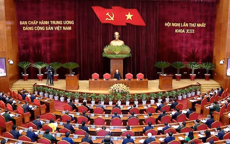 Hình ảnh tại Hội nghị lần thứ nhất, Ban Chấp hành Trung ương Đảng khóa XIII. (Ảnh: Trung tâm Báo chí Đại hội XIII)