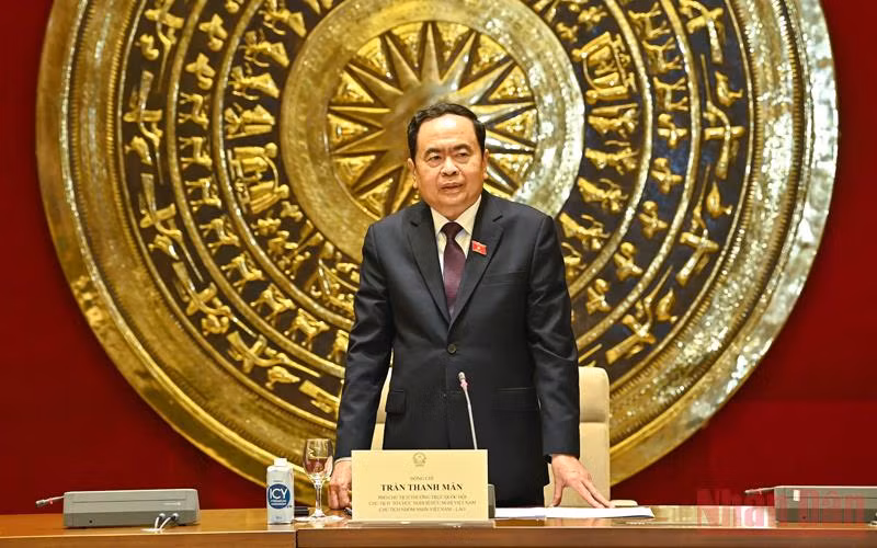 Phó Chủ tịch Thường trực Quốc hội Trần Thanh Mẫn phát biểu ý kiến tại phiên họp. (Ảnh: DUY LINH)