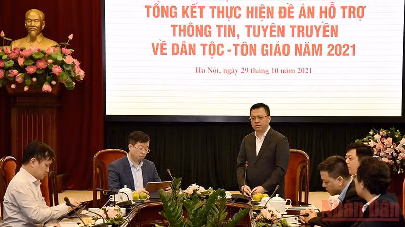 Tổng Biên tập Báo Nhân Dân Lê Quốc Minh phát biểu kết luận hội thảo. Ảnh: MINH DUY