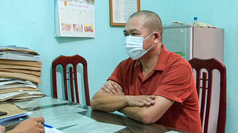 Tài xế Trần Đình Quảng tại cơ quan điều tra.