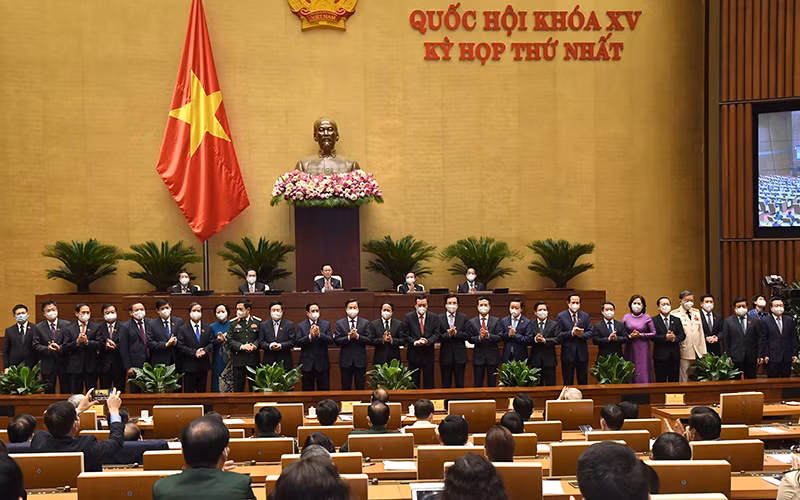 Ra mắt Chính phủ nhiệm kỳ 2021-2026. (Ảnh: Duy Linh)