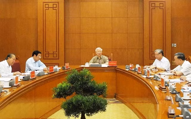 Tổng Bí thư, Chủ tịch nước Nguyễn Phú Trọng, Trưởng Ban Chỉ đạo T.Ư về phòng, chống tham nhũng chủ trì và phát biểu tại cuộc họp.
