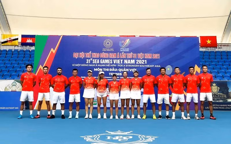 Đội tuyển quần vợt Việt Nam sẵn sàng bước vào tranh tài tại SEA Games 31. (Ảnh: VTF)