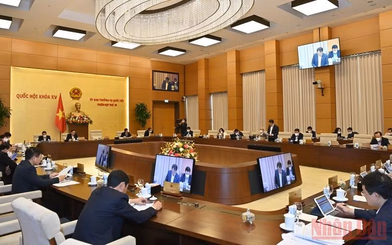 Phiên họp thứ 10 của Ủy ban Thường vụ Quốc hội cho ý kiến về dự án Luật Thanh tra (sửa đổi). (Ảnh: Duy Linh)