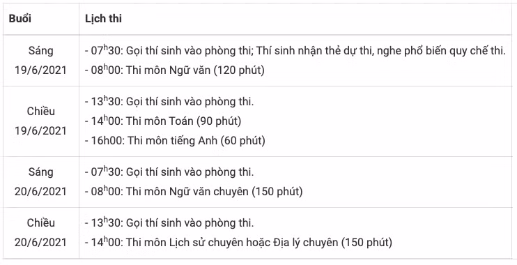 Lịch thi lớp 10 Trường chuyên Khoa học Xã hội và Nhân văn -0
