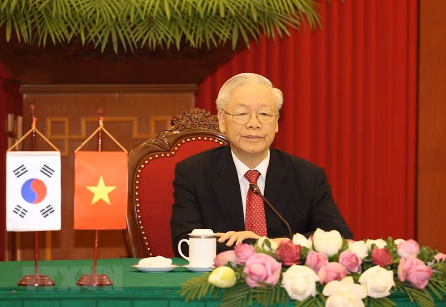 Tổng Bí thư Nguyễn Phú Trọng hội đàm với Tổng thống Hàn Quốc -0