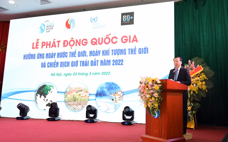Bộ trưởng Tài nguyên và Môi trường Trần Hồng Hà phát biểu tại lễ phát động.