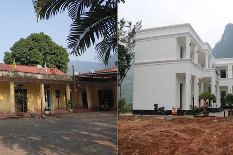 Khuôn viên Nhà điều hành Nhà máy thủy điện Nậm Má trước và sau nâng cấp. 