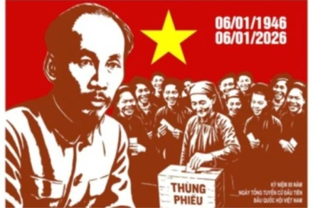 Tác phẩm: Kỷ niệm 80 năm Ngày Tổng tuyển cử đầu tiên bầu Quốc hội Việt Nam (06/01/1946-06/01/2026) của tác giả Nguyễn Anh Minh - tỉnh Phú Thọ.