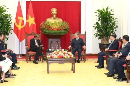 Quang cảnh cuộc tiếp tại Trụ sở Trung ương Đảng. (Ảnh: ĐĂNG KHOA)