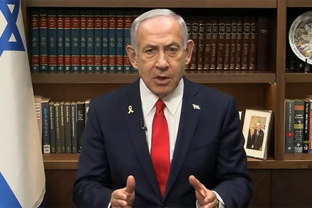 Hình ảnh trong bài phát biểu dưới hình thức video được đăng lên tài khoản X của Thủ tướng Israel Benjamin Netanyahu.