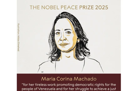 Chân dung chủ nhân của Giải Nobel Hòa bình năm 2025. (Ảnh: Facebook Nobel Prize)