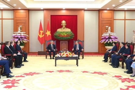 Quang cảnh cuộc tiếp tại Trụ sở Trung ương Đảng. (Ảnh: ĐĂNG KHOA)