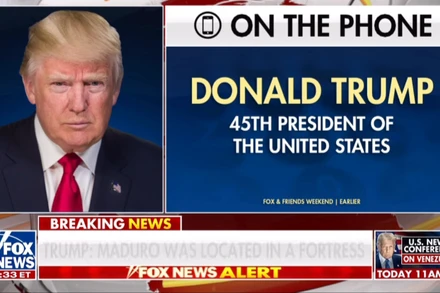 Fox News đưa tin về cuộc phỏng vấn Tổng thống Mỹ Donald Trump, ngày 3/1/2026. (Ảnh chụp màn hình)