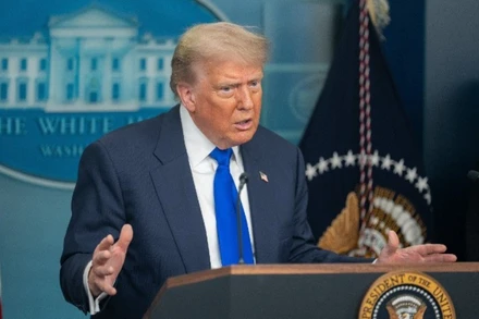 Tổng thống Mỹ Donald Trump trong một lần phát biểu tại Nhà trắng. (Ảnh: THX/TTXVN)