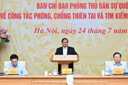 Thủ tướng Chính phủ Phạm Minh Chính chủ trì Phiên họp lần thứ nhất Ban Chỉ đạo Phòng thủ dân sự quốc gia. (Ảnh: TRẦN HẢI) 