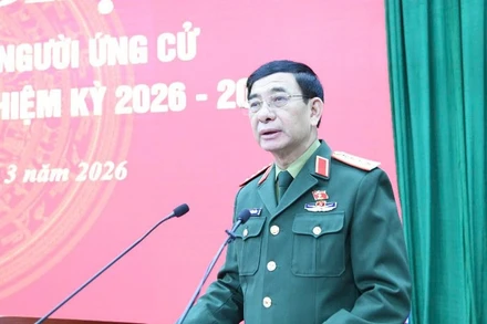 Đại tướng Phan Văn Giang phát biểu tại hội nghị. (Ảnh: DUY ĐỨC)