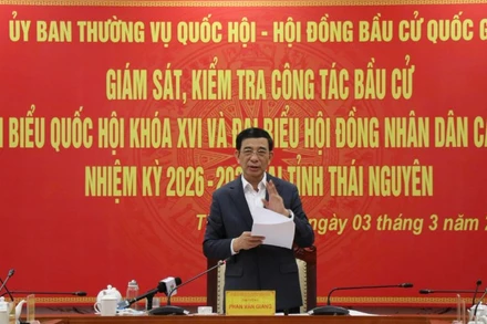 Đại tướng Phan Văn Giang phát biểu tại buổi giám sát, kiểm tra. (Ảnh: TUẤN SƠN)