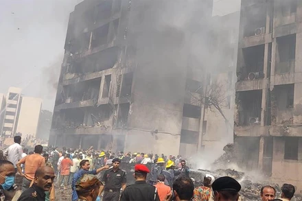 Hiện trường máy bay rơi. (Ảnh: Tân Hoa Xã)