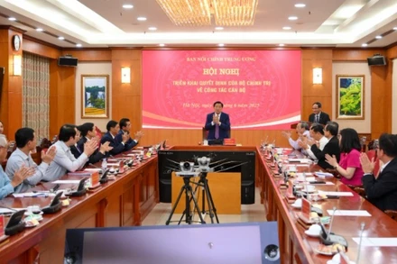 Đồng chí Phan Đình Trạc, Ủy viên Bộ Chính trị, Bí thư Trung ương Đảng, Trưởng Ban Nội chính Trung ương chủ trì hội nghị. (Ảnh: THẾ ĐẠI)