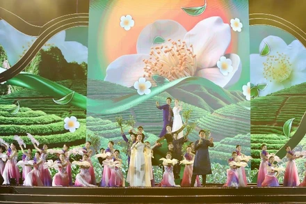 Trình diễn nghệ thuật tại lễ khai mạc. (Ảnh: TUẤN SƠN).