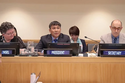 Thứ trưởng thường trực Bộ Ngoại giao Nguyễn Minh Vũ (giữa) điều hành hội nghị trên cương vị Chủ tịch. (Ảnh: Bộ Ngoại giao)