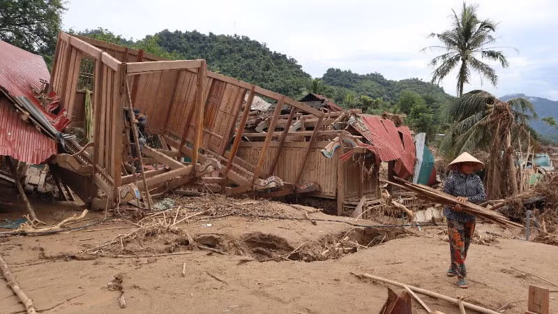 Bản Xiềng Tắm, xã Mỹ Lý tan hoang sau trận lũ lịch sử xảy ra hồi tháng 7/2025.