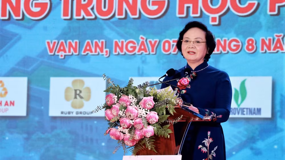 Phó Thủ tướng Chính phủ Phạm Thị Thanh Trà phát biểu tại lễ khởi công. (Ảnh: PHAN QUỲNH)