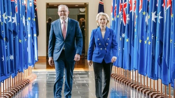 Chủ tịch Ủy ban châu Âu Ursula von der Leyen và Thủ tướng Australia Anthony Albanese. (Ảnh: europa.eu)