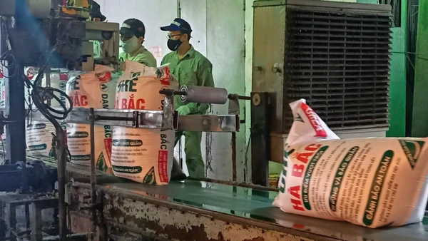Sản xuất phân bón tại Công ty cổ phần Phân đạm và Hóa chất Hà Bắc.