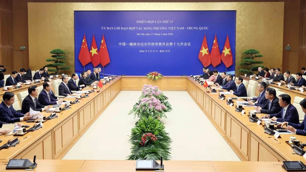 Phiên họp lần thứ 17 Ủy ban chỉ đạo hợp tác song phương Việt Nam-Trung Quốc. (Ảnh: TTXVN)