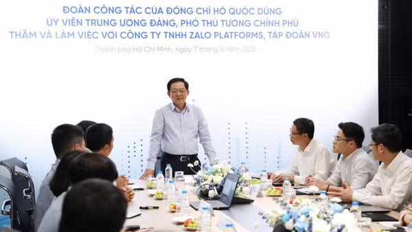 Phó Thủ tướng Hồ Quốc Dũng làm việc với Công ty TNHH Zalo Platforms, Tập đoàn VNG. (Ảnh: VGP)