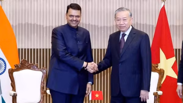 Tổng Bí thư, Chủ tịch nước Tô Lâm tiếp Thủ hiến bang Maharashtra Devendra Fadnavis. (Ảnh: TTXVN)