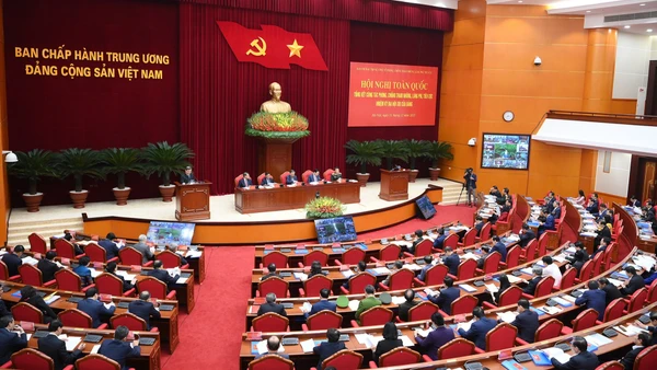 Hội nghị toàn quốc tổng kết công tác phòng, chống tham nhũng, lãng phí, tiêu cực nhiệm kỳ Đại hội XIII của Đảng. (Ảnh: ĐĂNG KHOA)