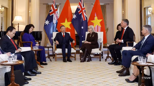 Tổng Bí thư, Chủ tịch nước Tô Lâm hội kiến Toàn quyền Australia Sam Mostyn. (Ảnh: TTXVN)