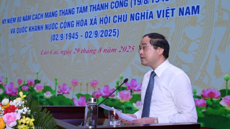 Bí thư Tỉnh ủy Lào Cai Trịnh Xuân Trường phát biểu. z6957925990748-95d3f8a671f4d4484cfeaffded4de5db-7069.jpg