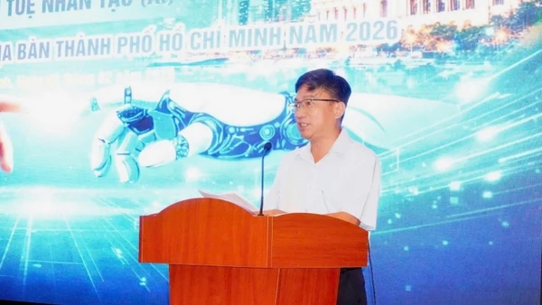 Ông Trần Trọng Tuyên, Phó Giám đốc Sở Khoa học và Công nghệ Thành phố Hồ Chí Minh phát biểu tại hội nghị.