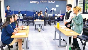 Giờ học của sinh viên Viện Đào tạo Báo chí và Truyền thông, Trường đại học Khoa học Xã hội và Nhân văn (Đại học Quốc gia Hà Nội). (Ảnh: HOÀI THU)