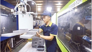 Sản xuất sản phẩm đồ nhựa xuất khẩu tại nhà máy của Công ty cổ phần Nhựa Tân Phú. (Ảnh: ĐĂNG ANH)